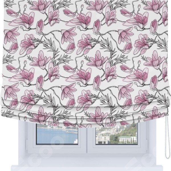 Римская штора Soft с мягкими складками, «Цветки магнолии»