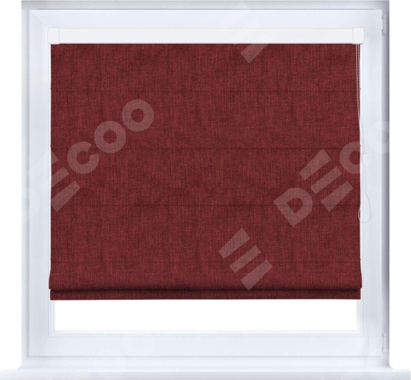 Римская штора «Кортин» кассетная, ткань лён кашемир бордовый