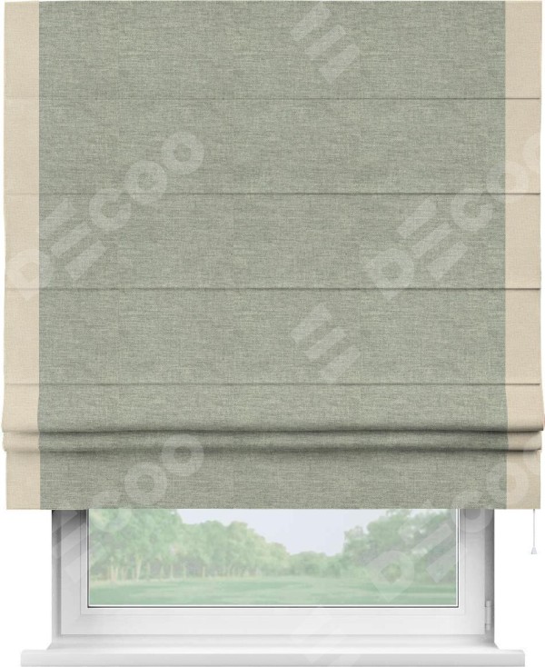 Римская штора «Кортин» с кантом Стрим Дуо, для проема, ткань лён кашемир серый new