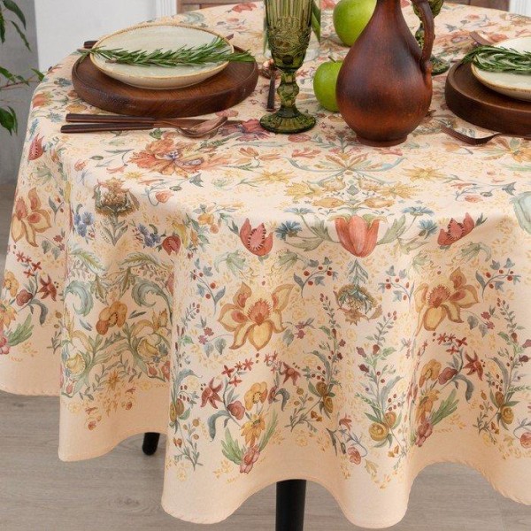 Скатерть Этель Floral pattern d=148 см с ГМВО, 100% хл, саржа 190 гр/м2