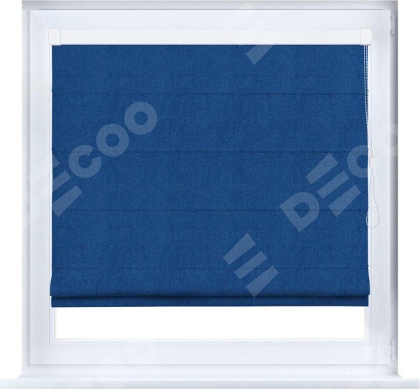 Римская штора «Кортин» кассетная, ткань вельвет синий