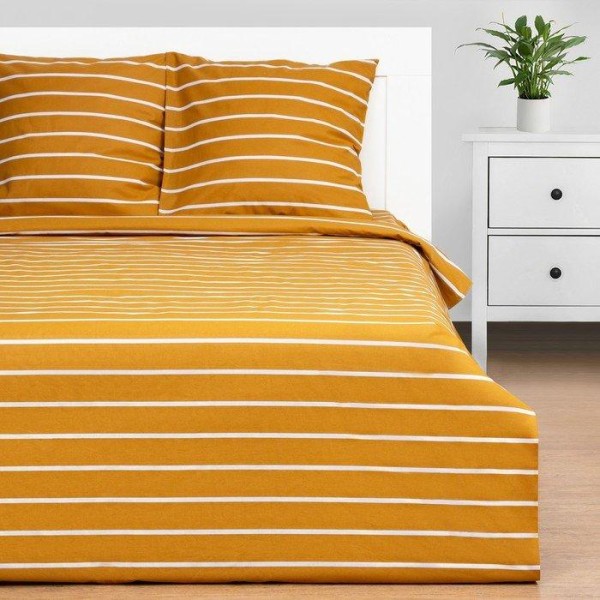 Постельное бельё Этель 2 сп Mustard stripes 175х215см, 200х220см, 70х70см-2 шт, 100% хлопок, поплин